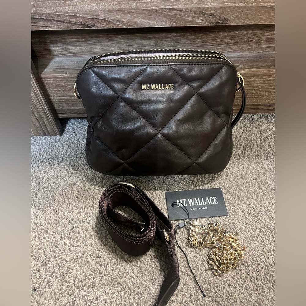 MZ Wallace Walnut Leather Bowery Crossbody